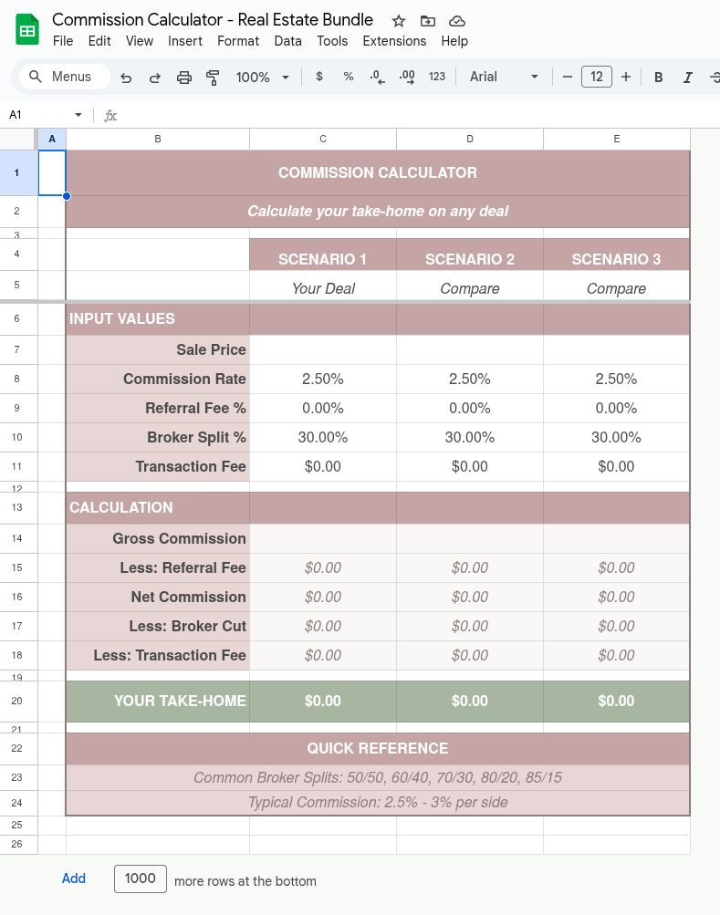 Commission Calculator template preview